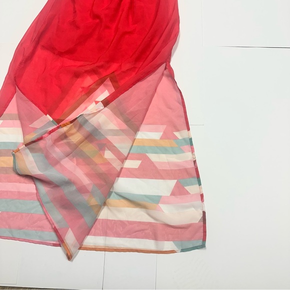 love, Fire Red Maxi Dress with Geometric Hem - Picture 5 of 7